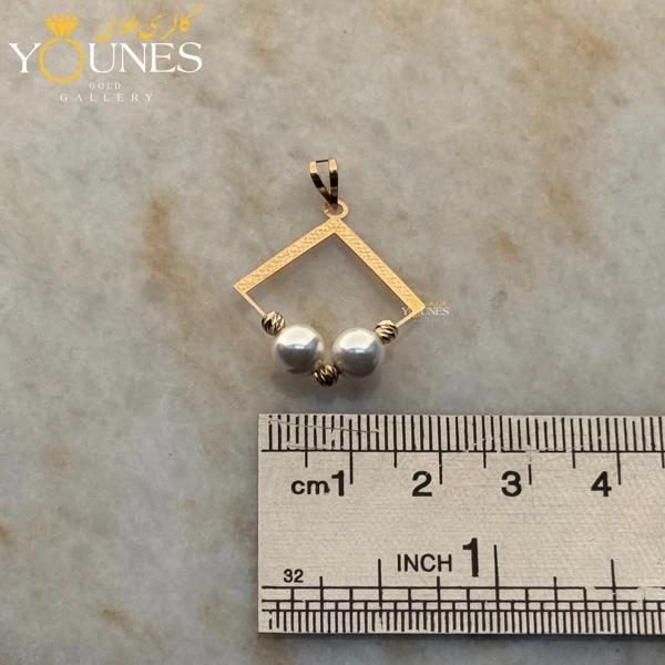 آویز لوزی مرواریدی طلا